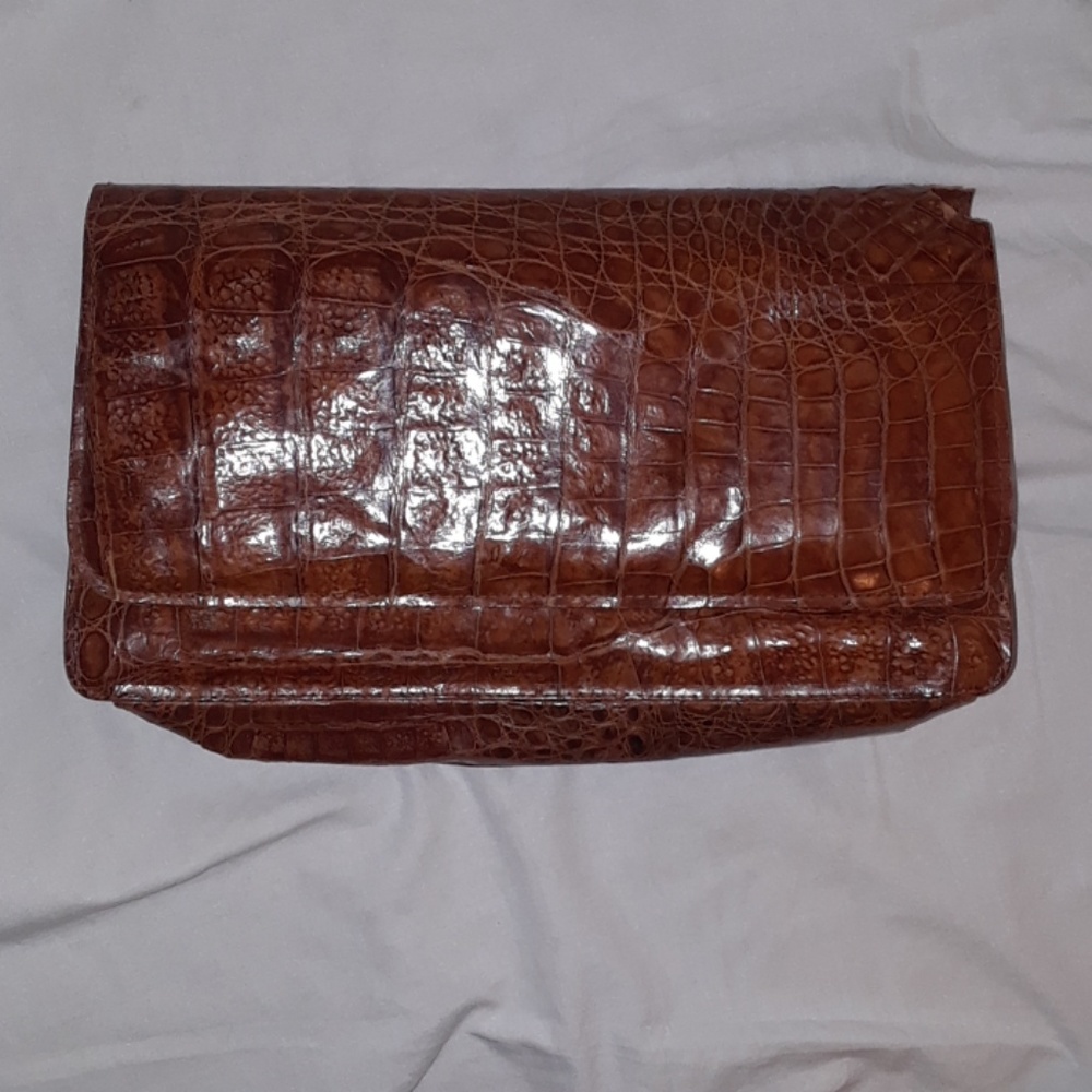 Crocodile skin clutch